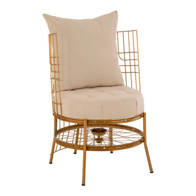 Mantis Gold Finish Wheel Design Chair With Cushion