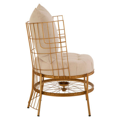 Mantis Gold Finish Wheel Design Chair With Cushion