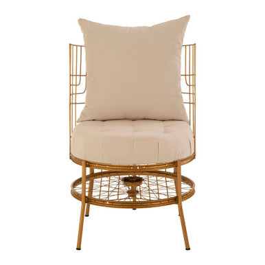 Mantis Gold Finish Wheel Design Chair With Cushion