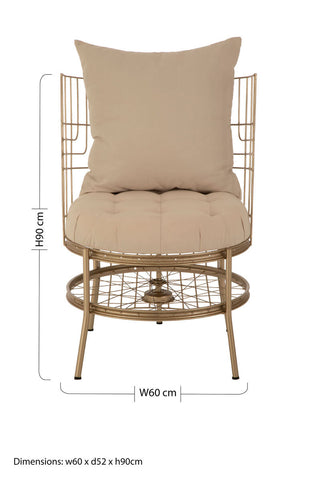 Mantis Champagne Gold Finish Wheel Design Chair