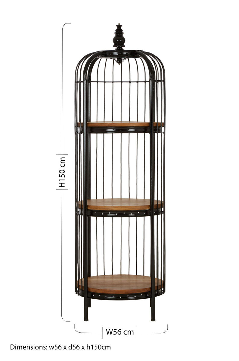 Mantis Medium 3 Tier Black Birdcage Shelf Unit