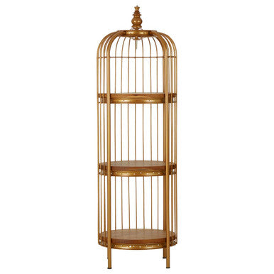 Mantis Small 3 Tier Gold Finish Birdcage Shelf Unit
