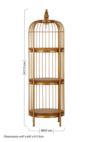 Mantis Small 3 Tier Gold Finish Birdcage Shelf Unit