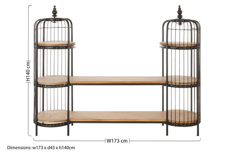 Mantis Long Black Finish Birdcage Shelf Unit