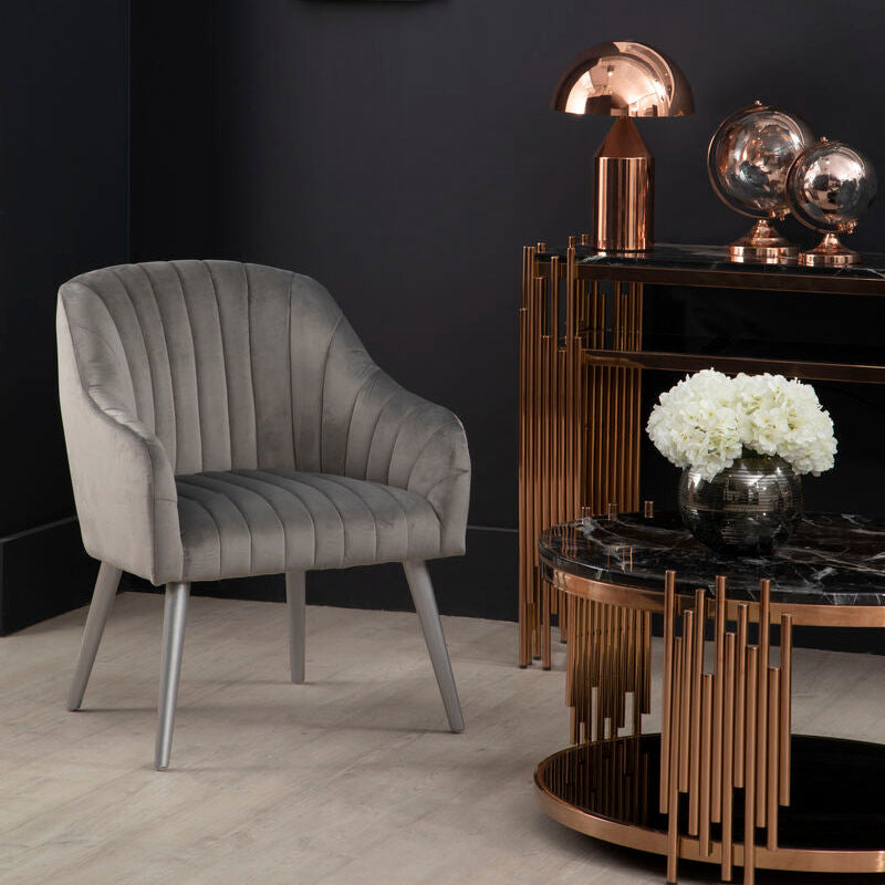 Louxor Grey Fabric Armchair
