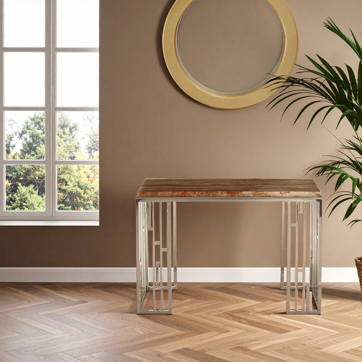 Relic Console Table With Onyx Stone Top