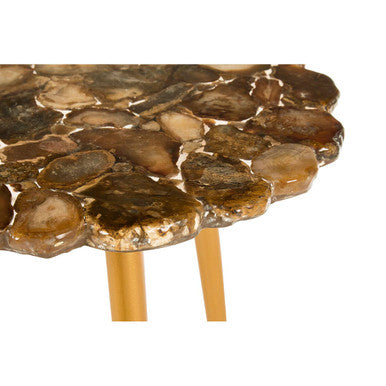 Relic Round  Side Table with Agate Top
