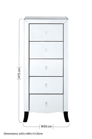 Graciela Chest of 5 Drawer With Mirror Frame