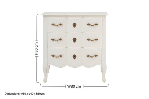 Loire 3 Drawer White Chest