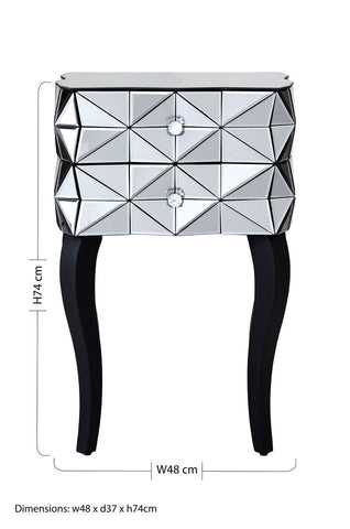 Soho 2 Drawer  Bed Side Table in 3D effect