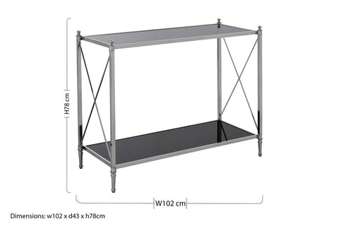Hoffmann Black Glass and Nickel Finish Console Table