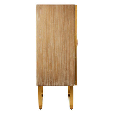 Modica Oak Wood and Brushed Gold Cabinet