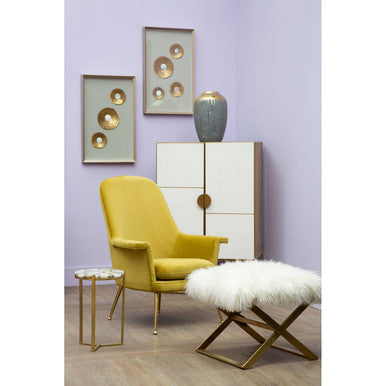 Modica Oak Wood and Brushed Gold Cabinet