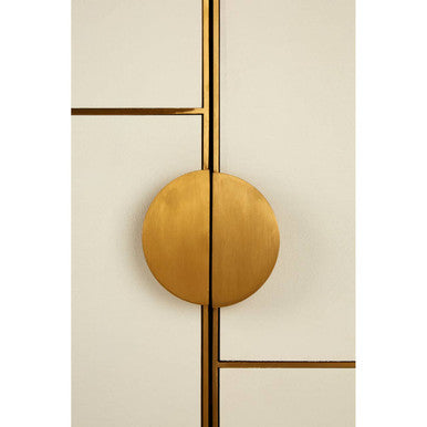 Modica Oak Wood and Brushed Gold Cabinet