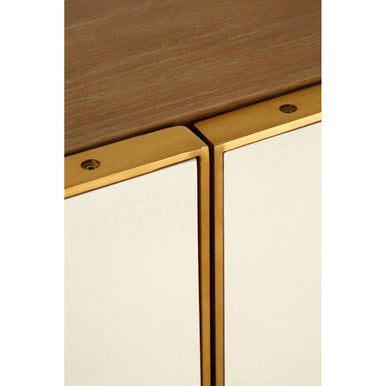 Modica Oak Wood and Brushed Gold Cabinet