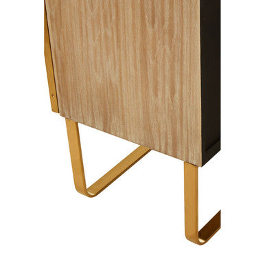 Modica Oak Wood and Brushed Gold Cabinet