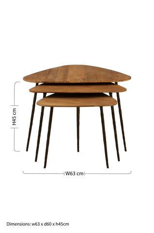 Elmo Elm Wood Top Nest of 3 Triangular Tables