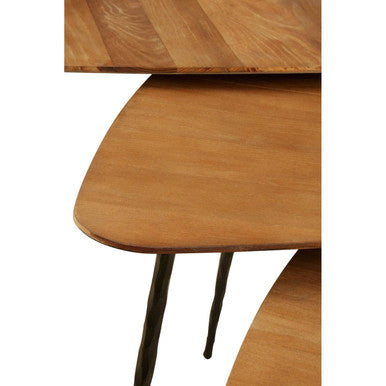 Elmo Elm Wood Top Nest of 3 Triangular Tables