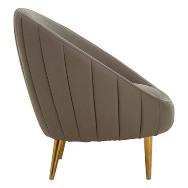 Lagero Brown Leather Effect Curved Cocoon Chair