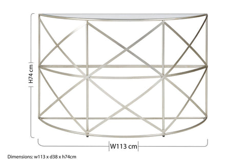 Rubia Silver Leaf Demilune Console Table