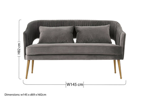 Hendricks Grey Velvet Sofa