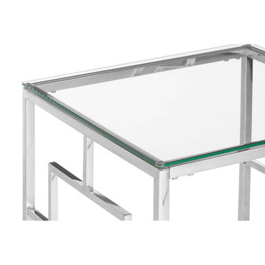 Allure Clear Glass And Silver Base End Table