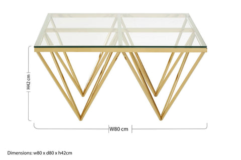 Allure Gold Finish Prismatic Square Coffee Table