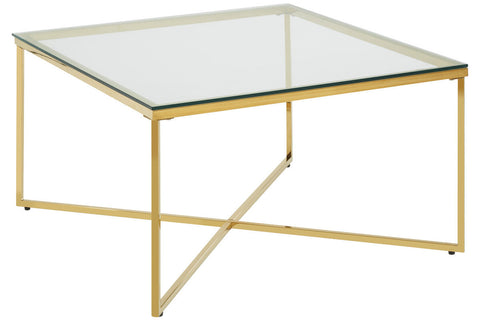 Allure Gold Finish Cross Base Coffee Table