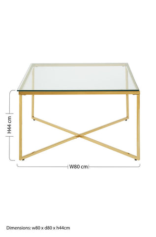 Allure Gold Finish Cross Base Coffee Table