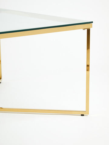 Allure Gold Finish Cross Base Coffee Table