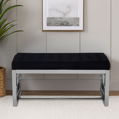 Allure Black Tufted Bench