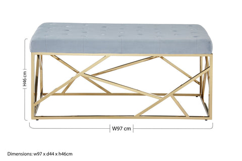 Allure Gold And Powder Blue Velvet Bench