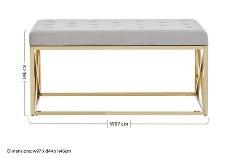 Allure Mink Velvet Gold Finish Bench
