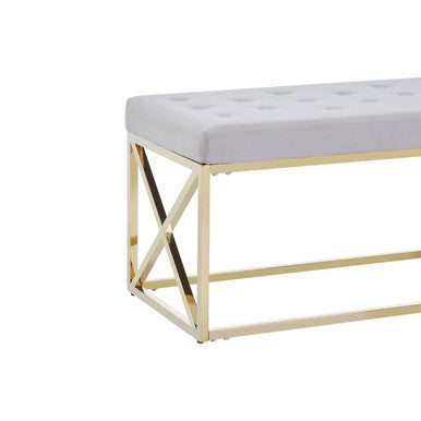 Allure Mink Velvet Gold Finish Bench