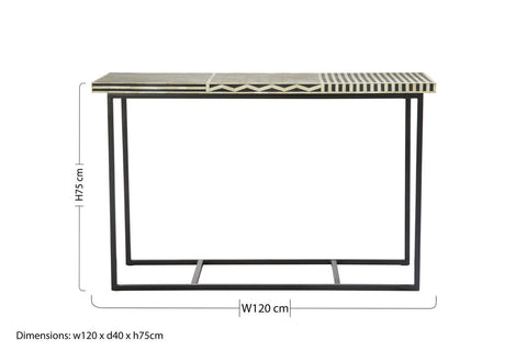 Boho Mango Wood with Bone Inlay Console Table
