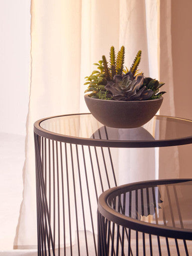 Trento Set of 2 Glass Top Side Tables