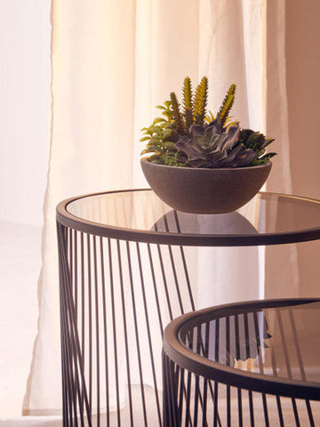 Trento Set of 2 Glass Top Side Tables