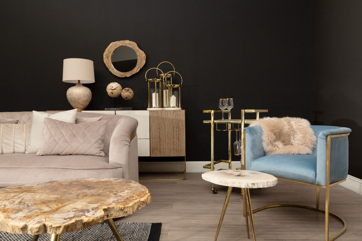 Fiji Three Seat Grey Cotton Velvet Sofa