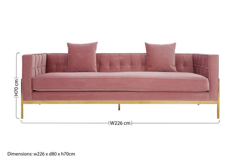 Rena 3 Seat Pink Sofa