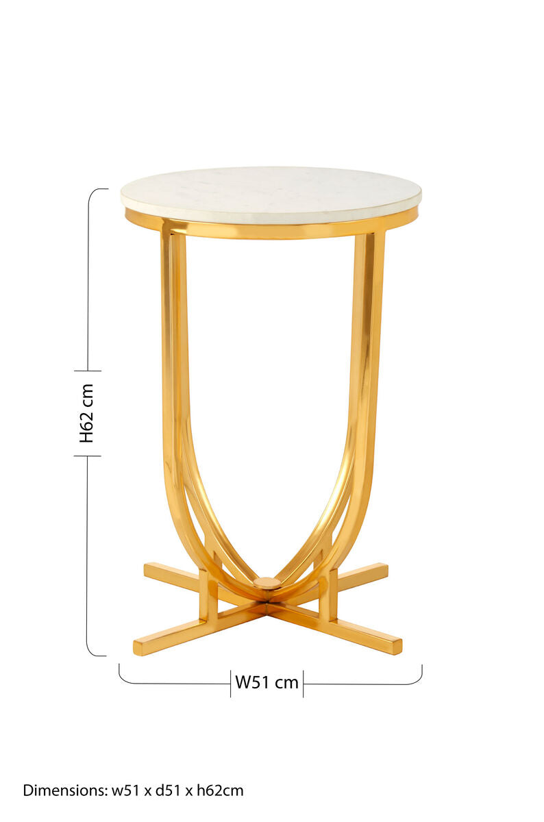 Templar White Marble and Gold Round Side Table