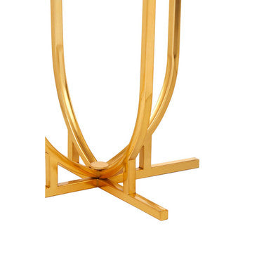 Templar White Marble and Gold Round Side Table