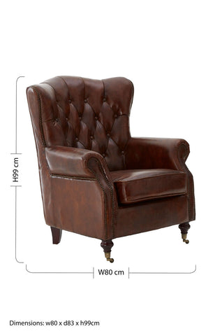 Victor Brown Leather Scroll Armchair