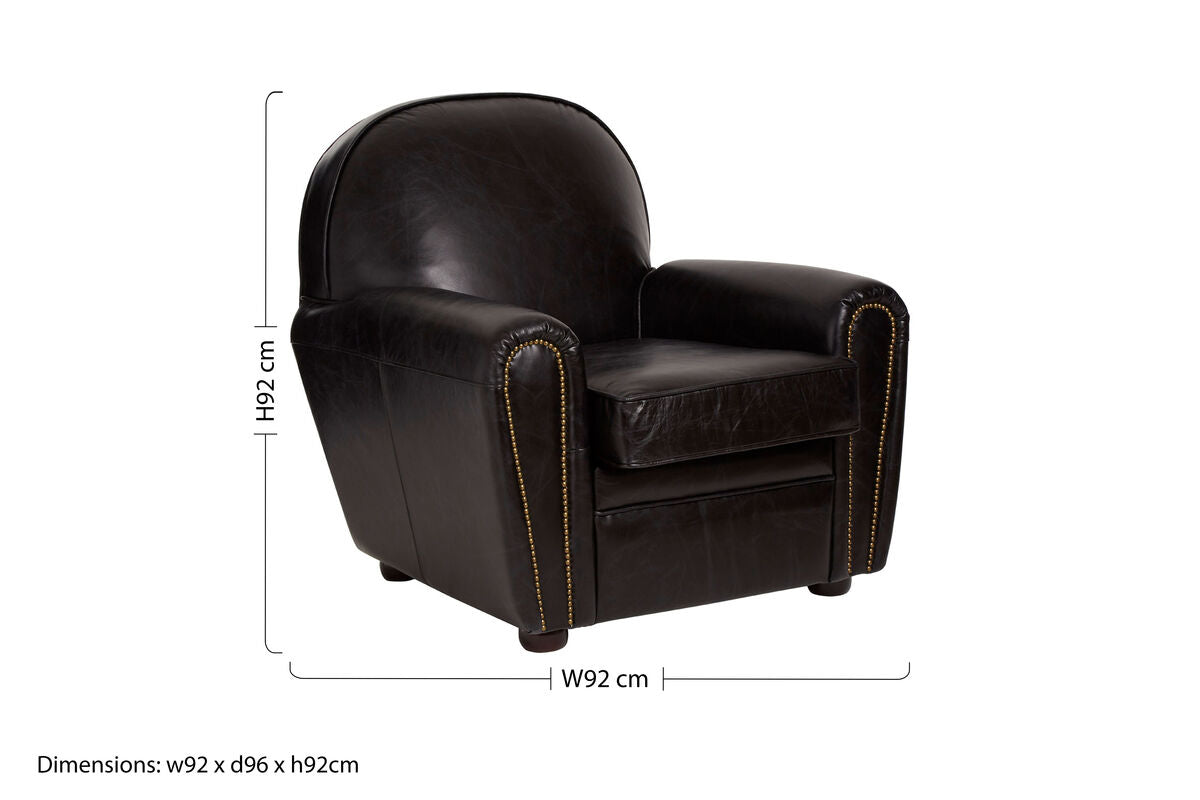 Victor Black Leather Classic Armchair