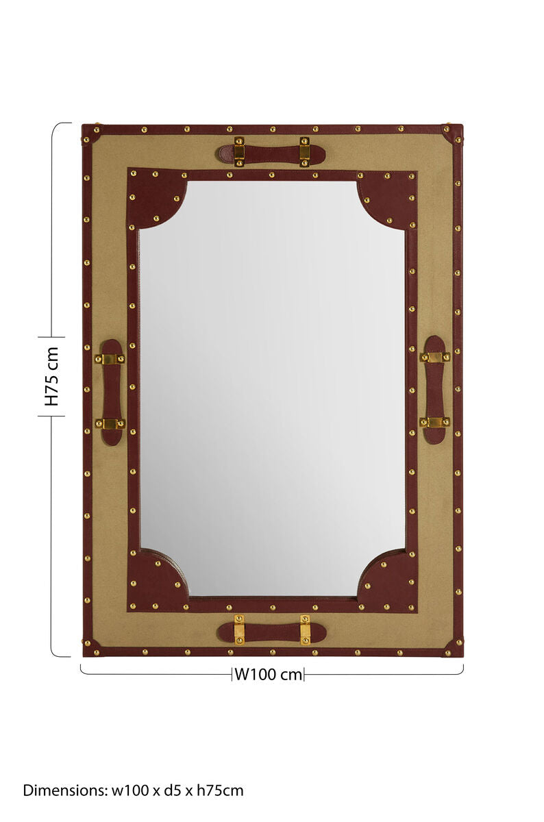 Columbus Canvas And Leather Trim Wall Mirror