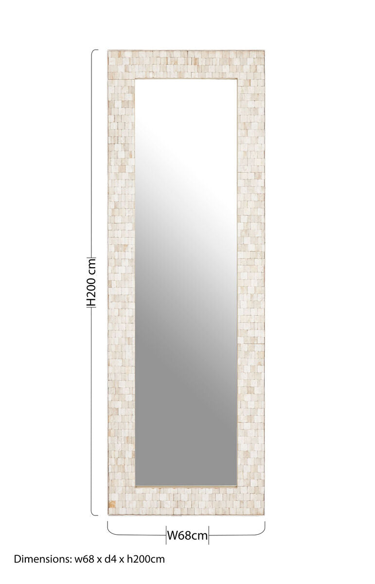 Hestina Rectangular White Wash Mosaic Wall Mirror