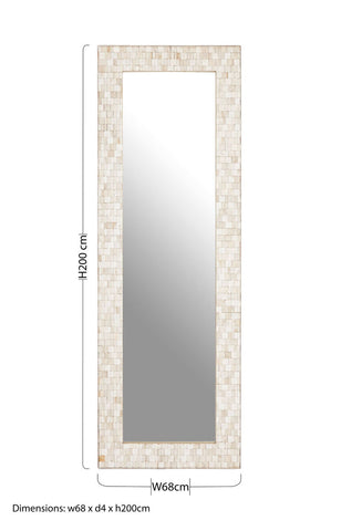 Hestina Rectangular White Wash Mosaic Wall Mirror