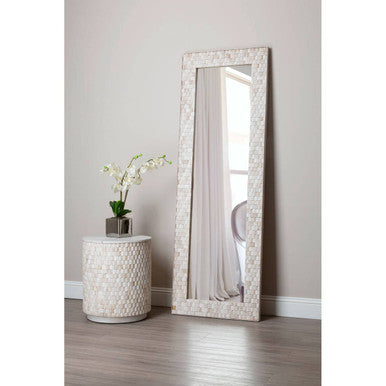 Hestina Rectangular White Wash Mosaic Wall Mirror