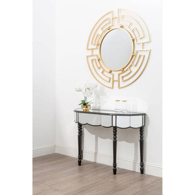 Jalal Gold Finish Round Wall Mirror