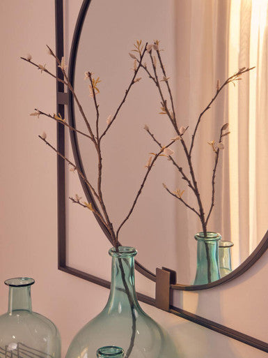 Trento Large Square Black Metal Frame Round Insert Wall Mirror