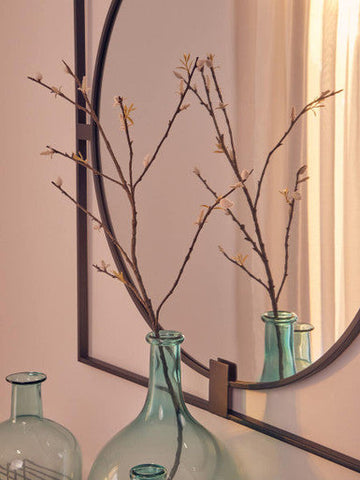 Trento Large Square Black Metal Frame Round Insert Wall Mirror